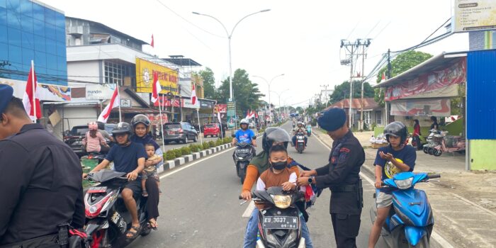 Brimob Polda Kaltara Tebar Semangat Merah Putih di Nunukan, Sambut HUT ke-80 RI