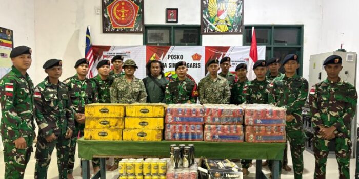 Satgas Pamtas RI–Malaysia Amankan 576 Kaleng Miras Ilegal di Perbatasan Nunukan